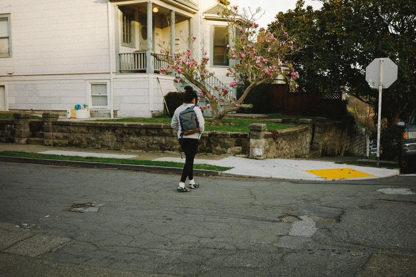 walking across street